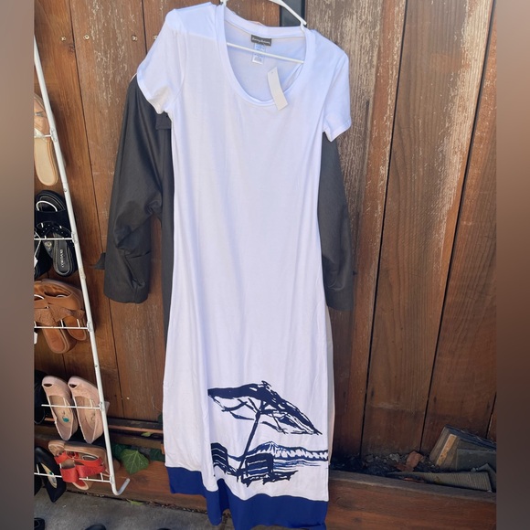 Tommy Bahama White Long T-Shirt Dress - Picture 1 of 3